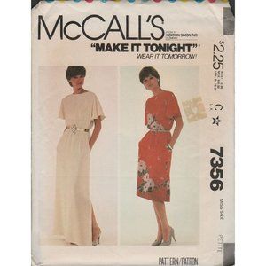 McCall's 7356 9505 Easy Slouchy Maxi Dress Flutter Sleeves Pattern Size 6 8